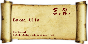 Bakai Ulla névjegykártya